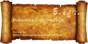 Bukovszki Árpád névjegykártya